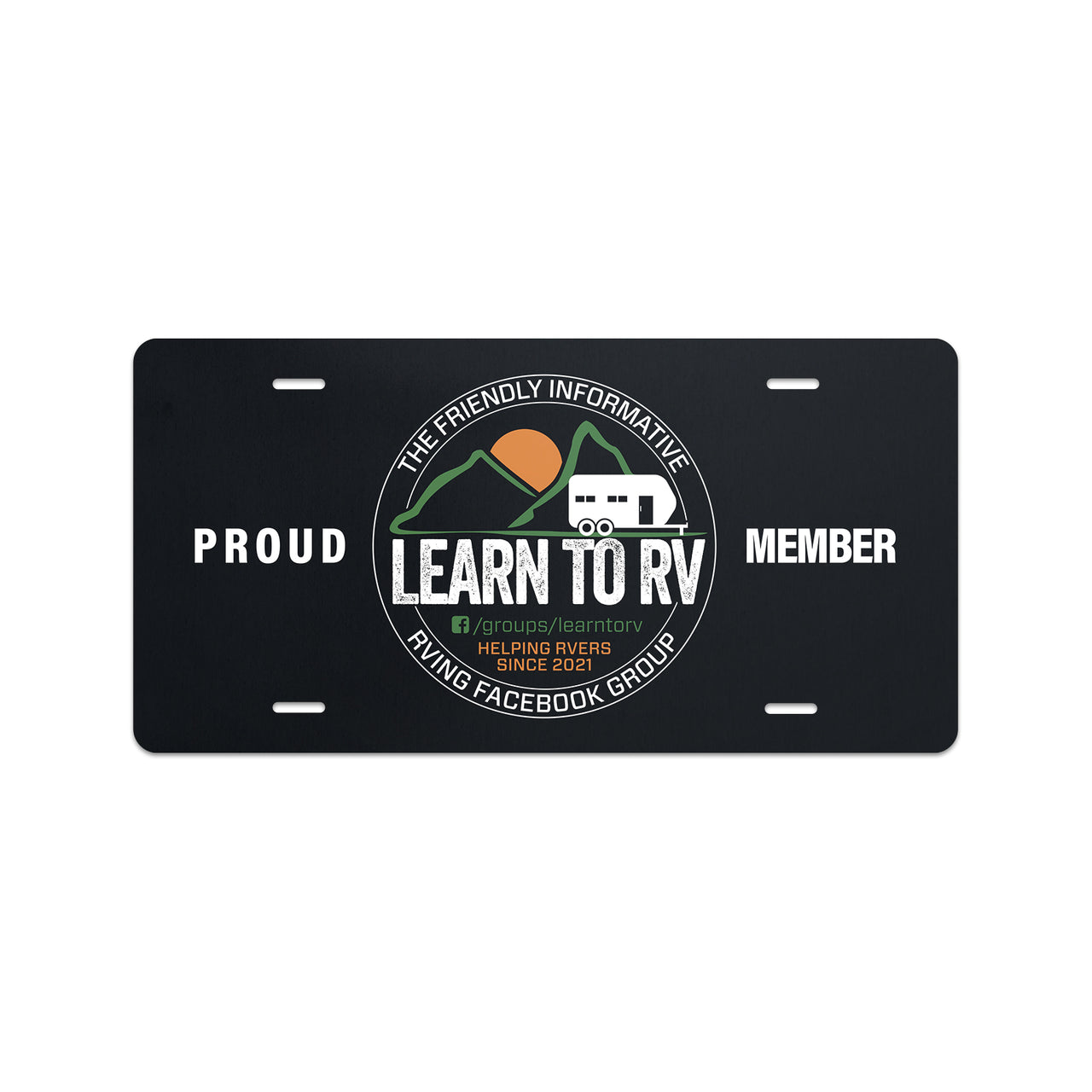 Learn To RV License Plate- Black