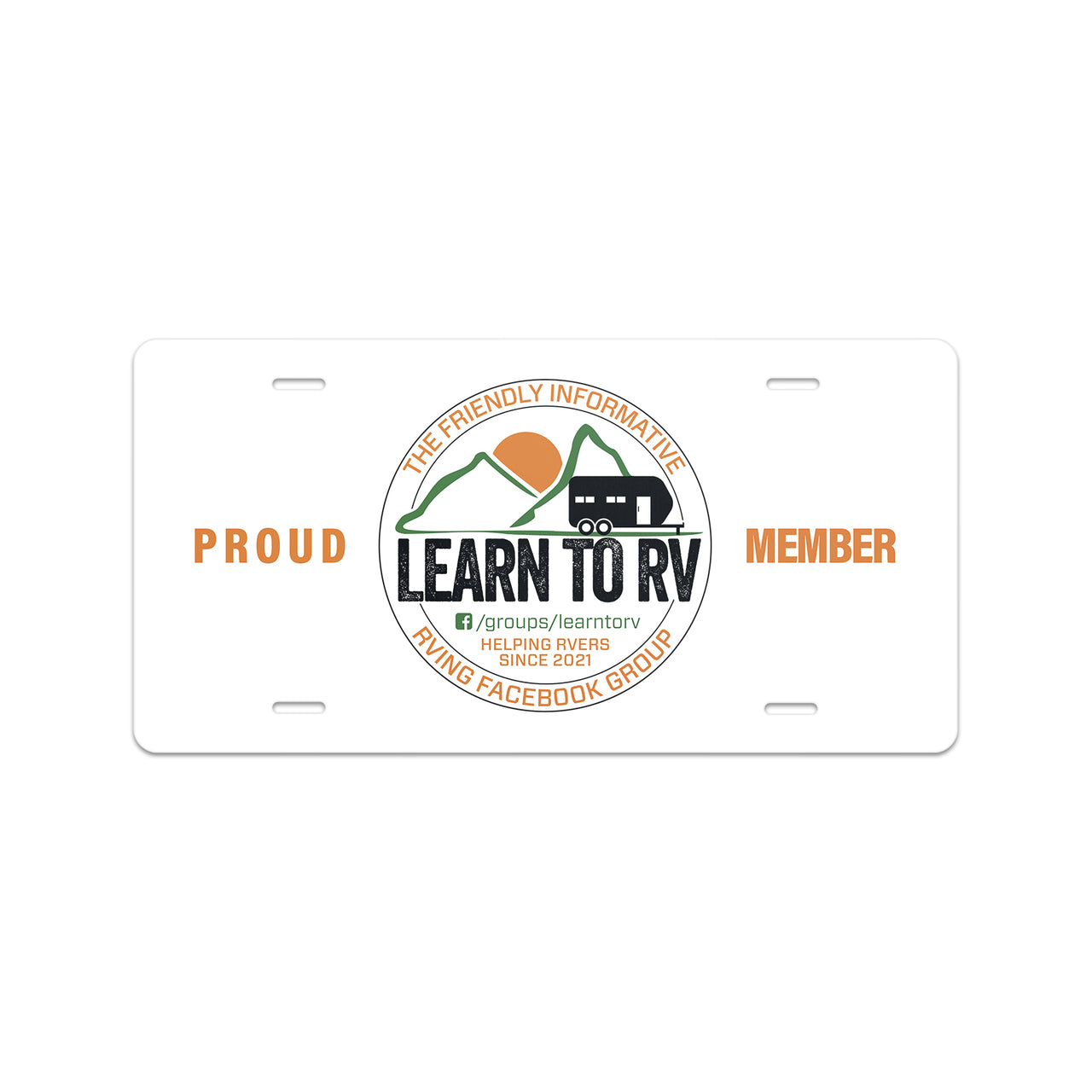 Learn To RV License Plate- White